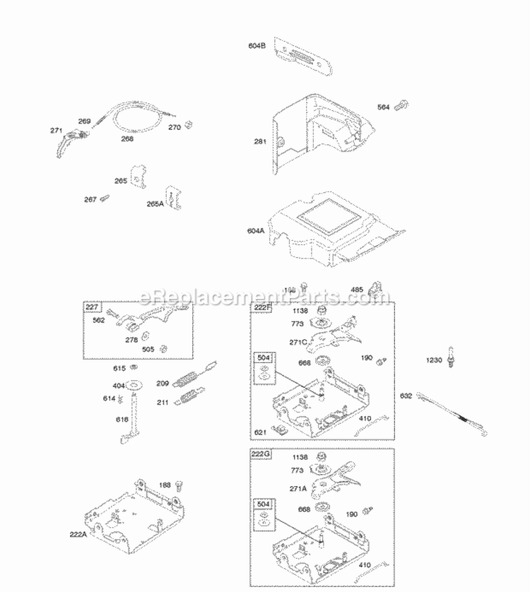 Controls Governor Spring Diagram and Parts List for 20M314-3021-F1  Briggs and Stratton Engine